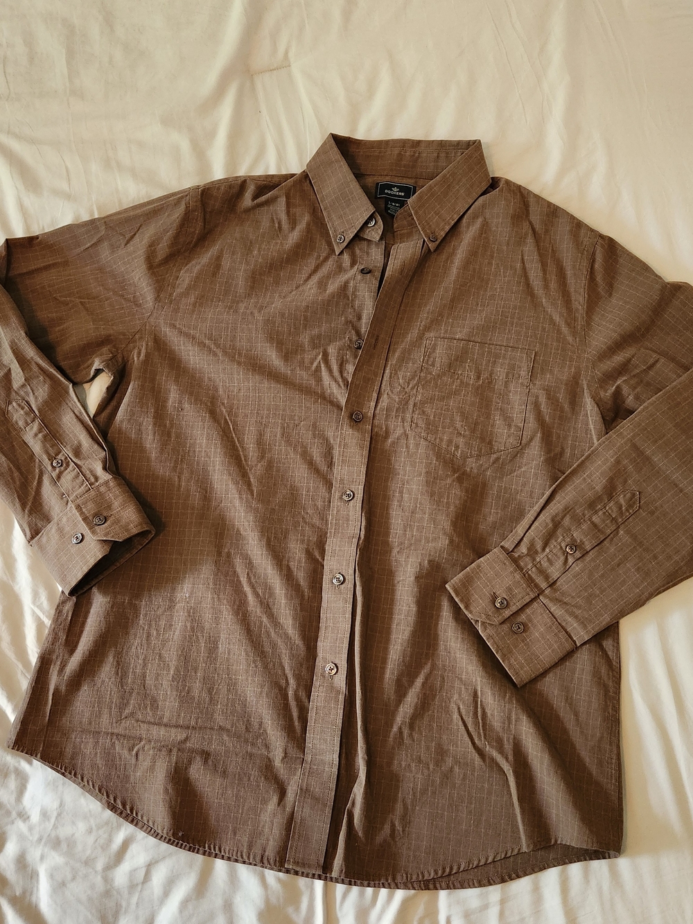 Dockers Men's Brown Button-Down Long Sleeve Shirt